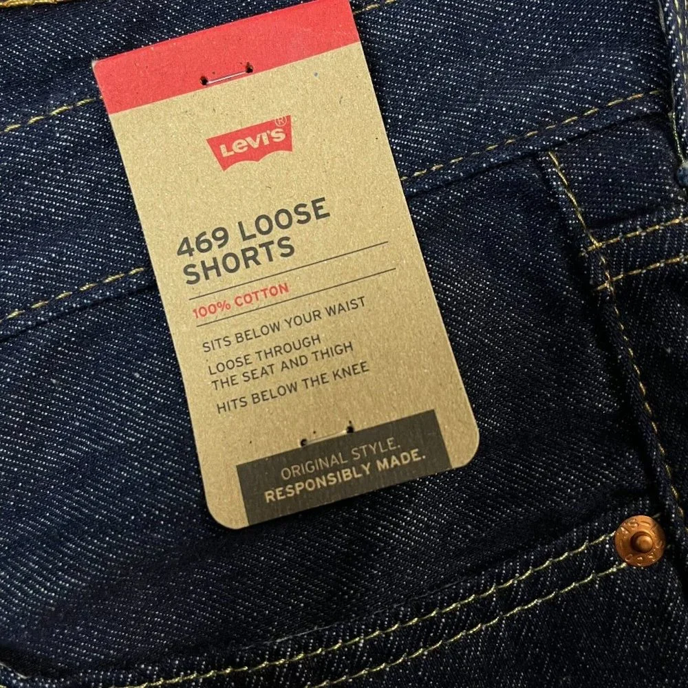 Levis 469 Mens Denim Shorts Size 46 Dark Blue Loose‎ Fit Casual & Stylish